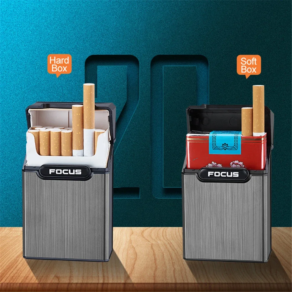 Cigarette Case Metal Cigarette Case Waterproof Cigarette Box Portable Flip Cover 20pcs Cigarettes Tobacco Holder Storage Container Smoking Tool