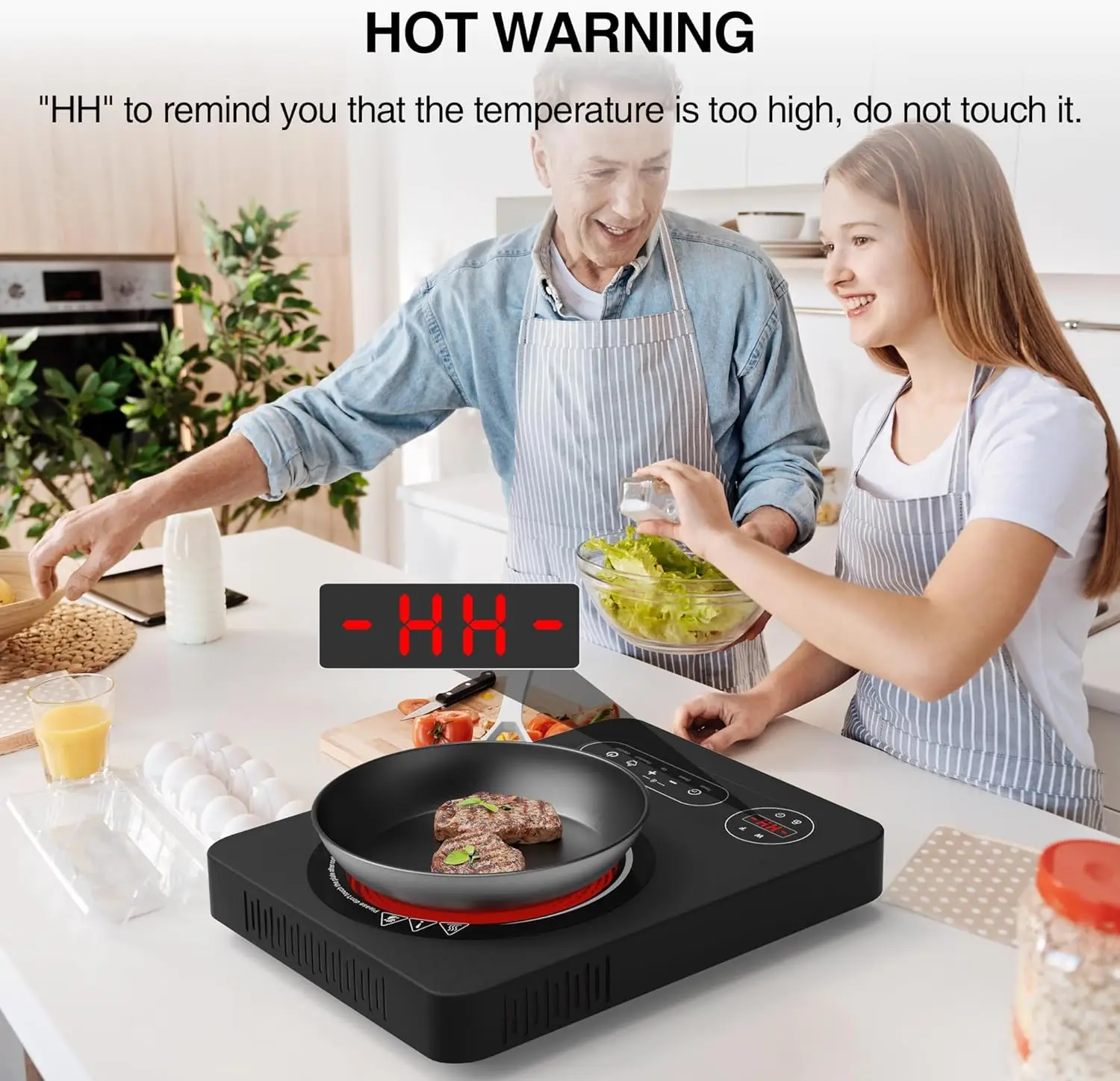 Single Burner Electric Cooktop 1800W-110V Electric Stove Top Burner Portable Stove with LED Touch Control 10 Power Level