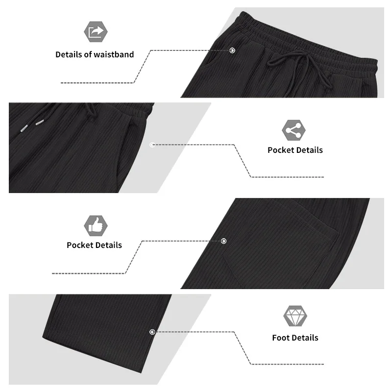 Grenzüberschreitende Herbst- und Winter-Hochleistungs-lose amerikanische Hip-Hop-Männer lässige Jacquard-Hose mit geradem Pit-Streifen, einfache Hose für Männer – Detail 14