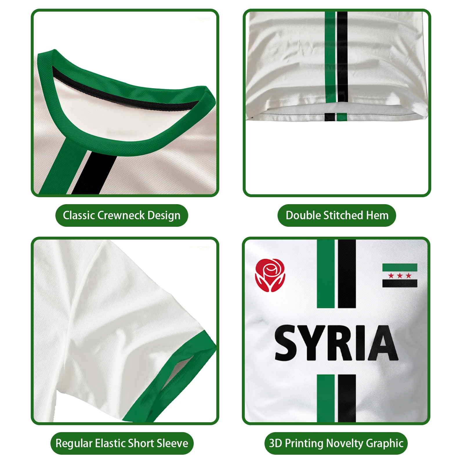 New Syria Football Jersey Men's Sports T-shirts Syrian Flag Street Oversized Tops Unisex Casual Graphic T-shirts Mens Gifts 6