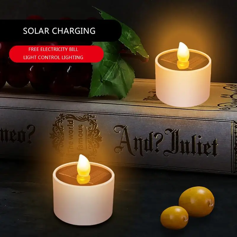 Ip42 Waterproof Flameless Led Tea Light Solar Candles Realistic