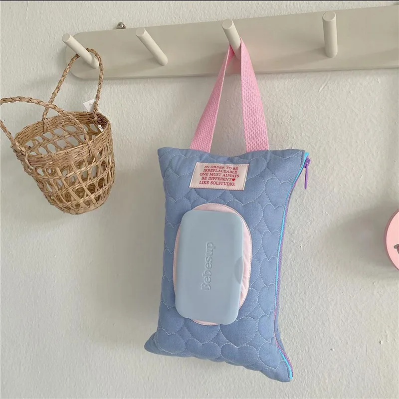 

Baby Car-mounted Tissue Box Cute Baby Cart Paper Towel Bag Portable Removable Flip Tissue Box Stroller Accessories