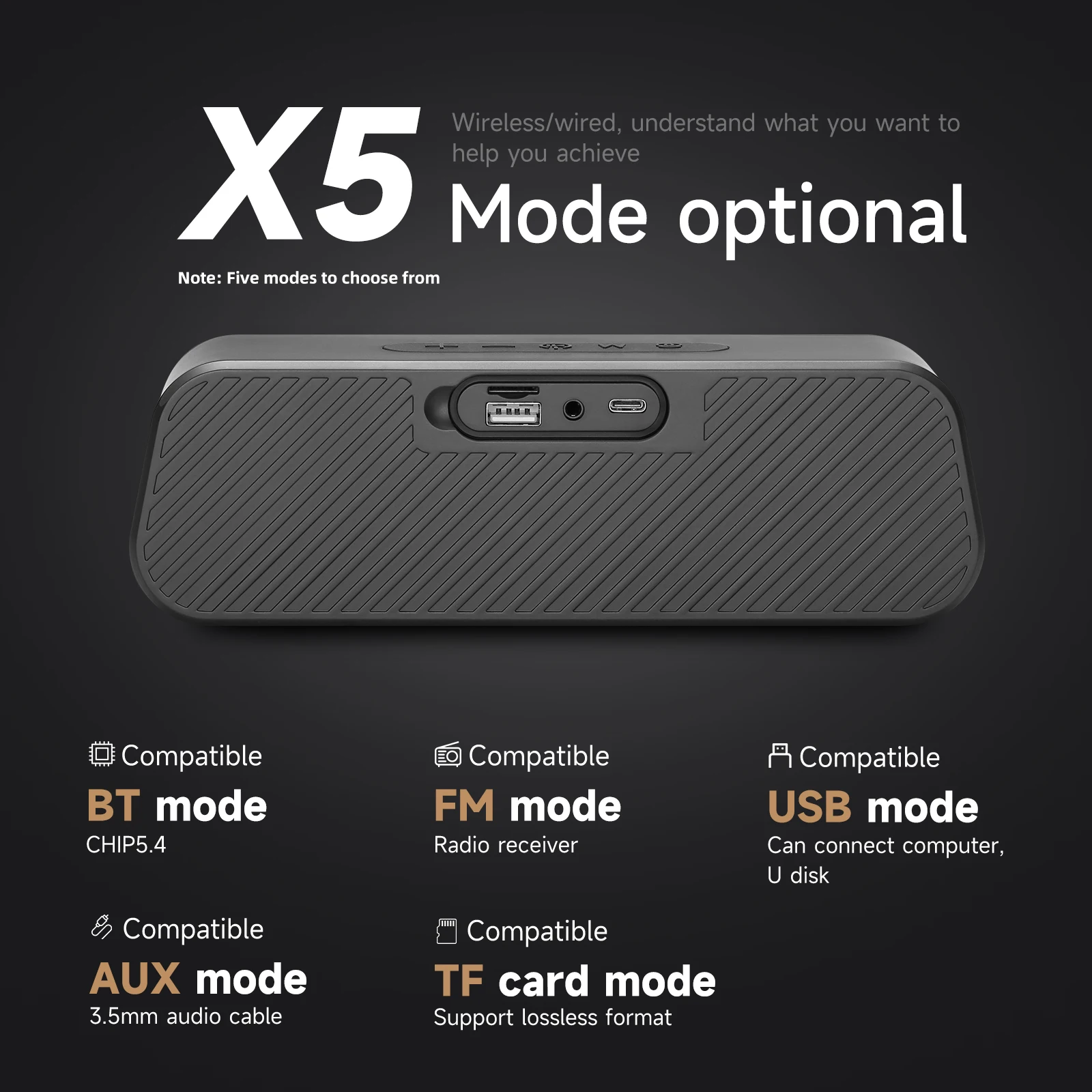 JBJW Portable Bluetooth Speaker Waterproof Small Speaker Computer Large Volume 13-hour Battery Life Mini