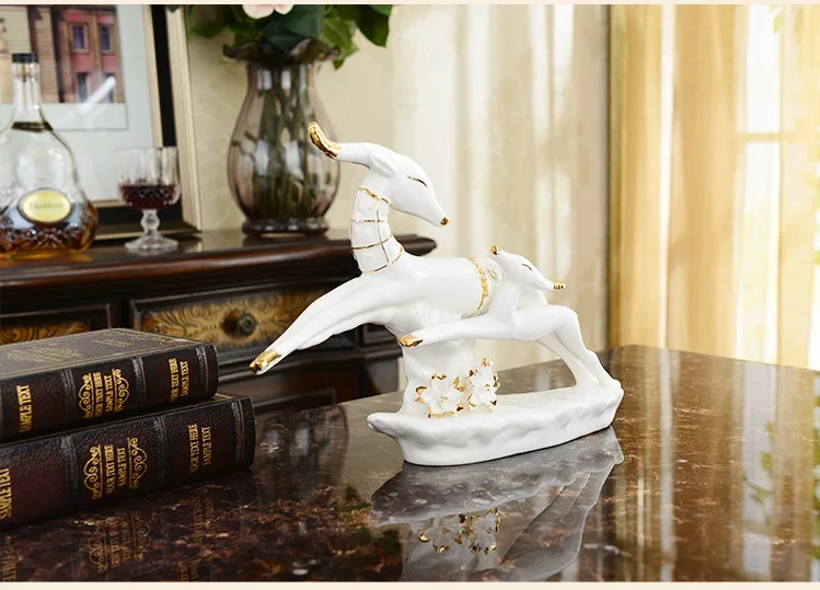 mother Son Elk Deer Statue Reindeer Figurines ceramic Sculpture Living Room Home Decoration Nordic Tabletop Ornaments