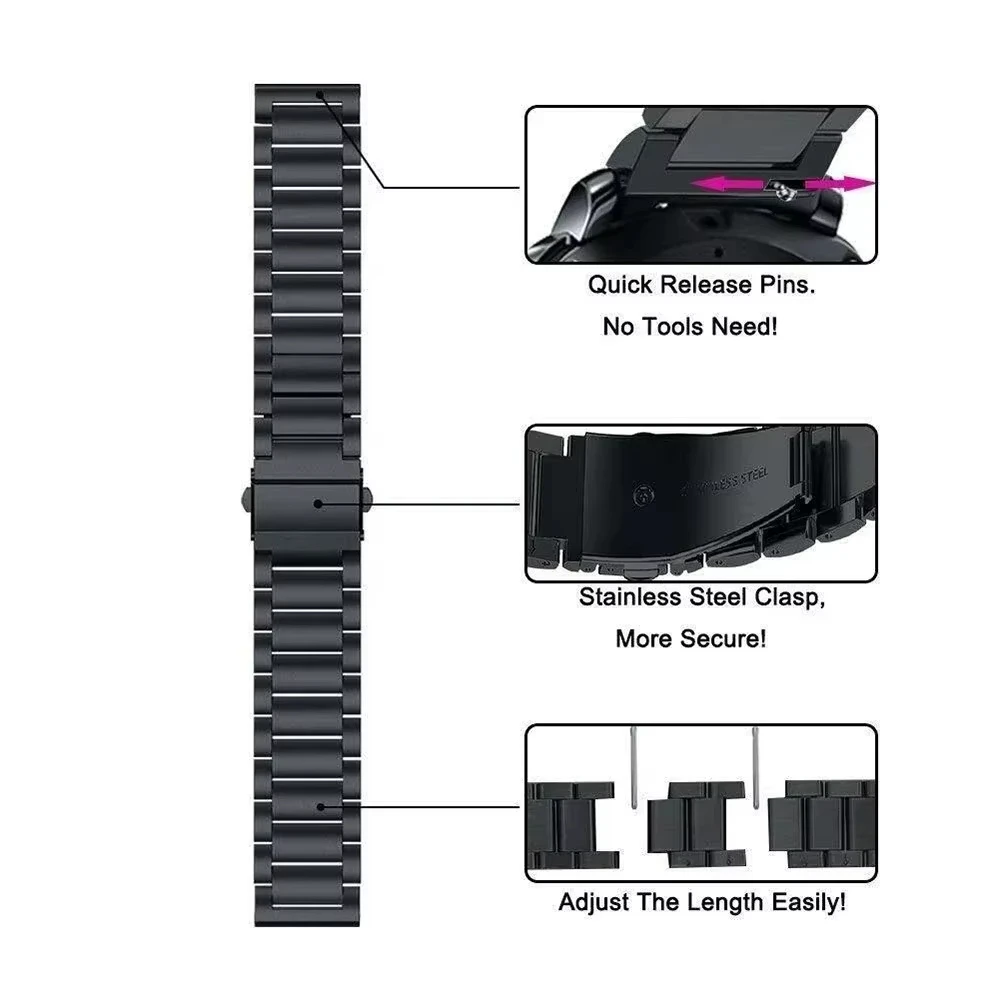 Stainless Steel 22mm Metal Bracelet with Folding Buckle Strap