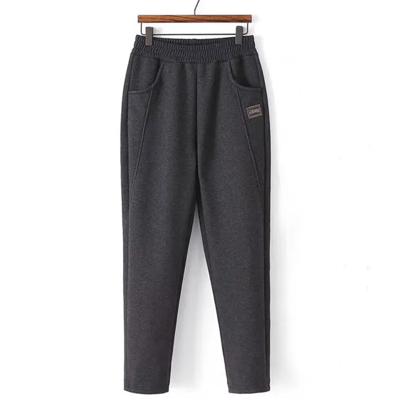 Autumn Winter Women's Thickening Casual Solid Color High Waist Pants Fashion All-match Simplicity Harem Trousers Female Clothing
