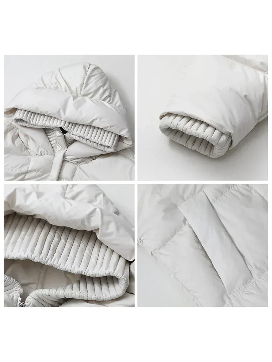 CHIC VEN Korean Women's Down Coats White Loose Hooded Long 90 White Duck Down Jacket Thick Warm Coats Parkas Autumn Winter