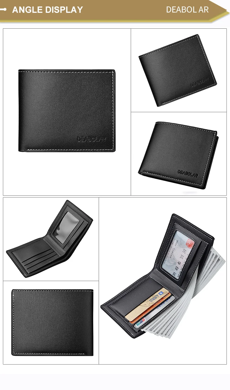 Pu Leder Männer kurze Brieftasche dünnen Stil Klapp junge Männer Kreditkarten halter Brieftasche – Detail 8