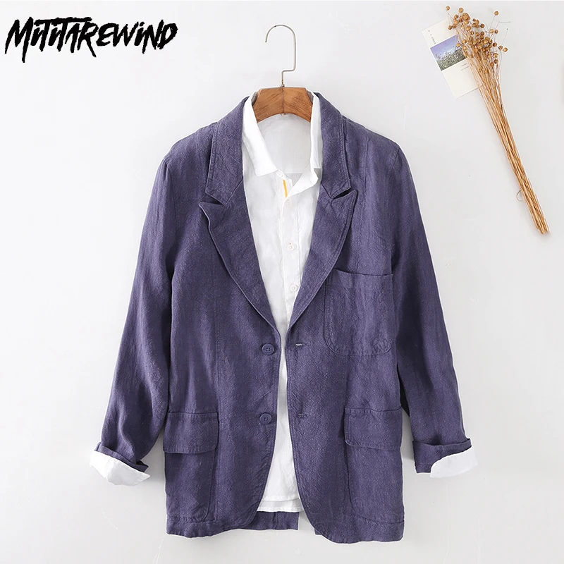 

New Linen Suit for Men Daily Casual Blazer Men Solid Single Breasted Suit Jackets Breathable Loose Blazers Fashion Thin Coats