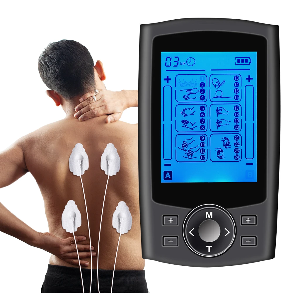 Masajeador Tens de 24 modos, relajación muscular eléctrica, Sti EMS, acupuntura, masaje corporal, terapia digital para adelgazar_voghion.com