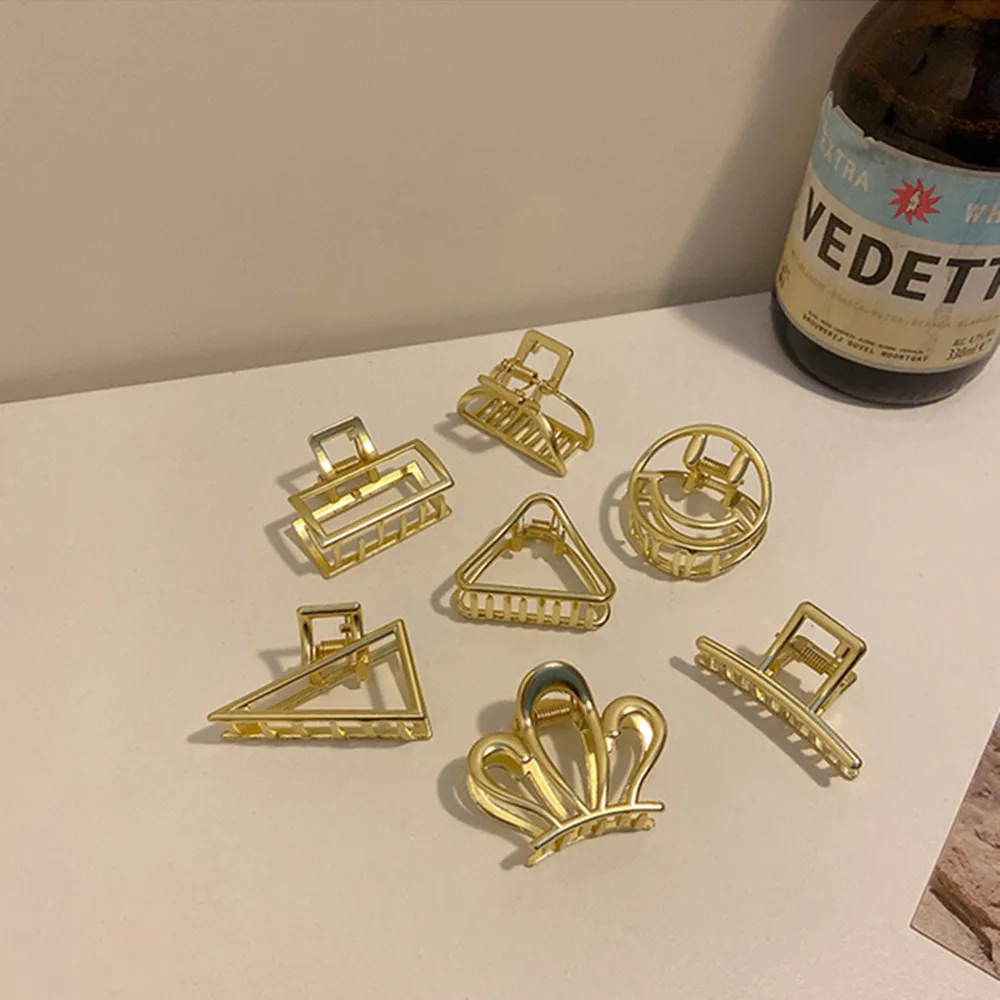 

Geometric Metal Clip Mini Hair Claw Clip Back Head Korean High-End Golden Hair Accessories Barrettes Hairpin Woman Girl New