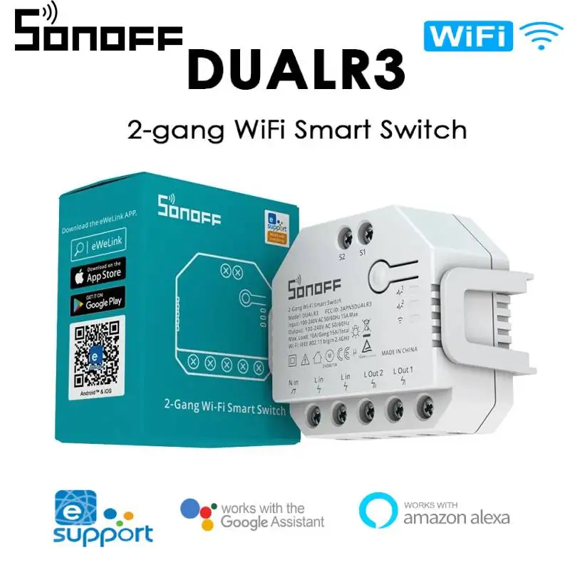 

Смарт-выключатель SONOFF DUAL R3 с поддержкой Wi-Fi и таймером