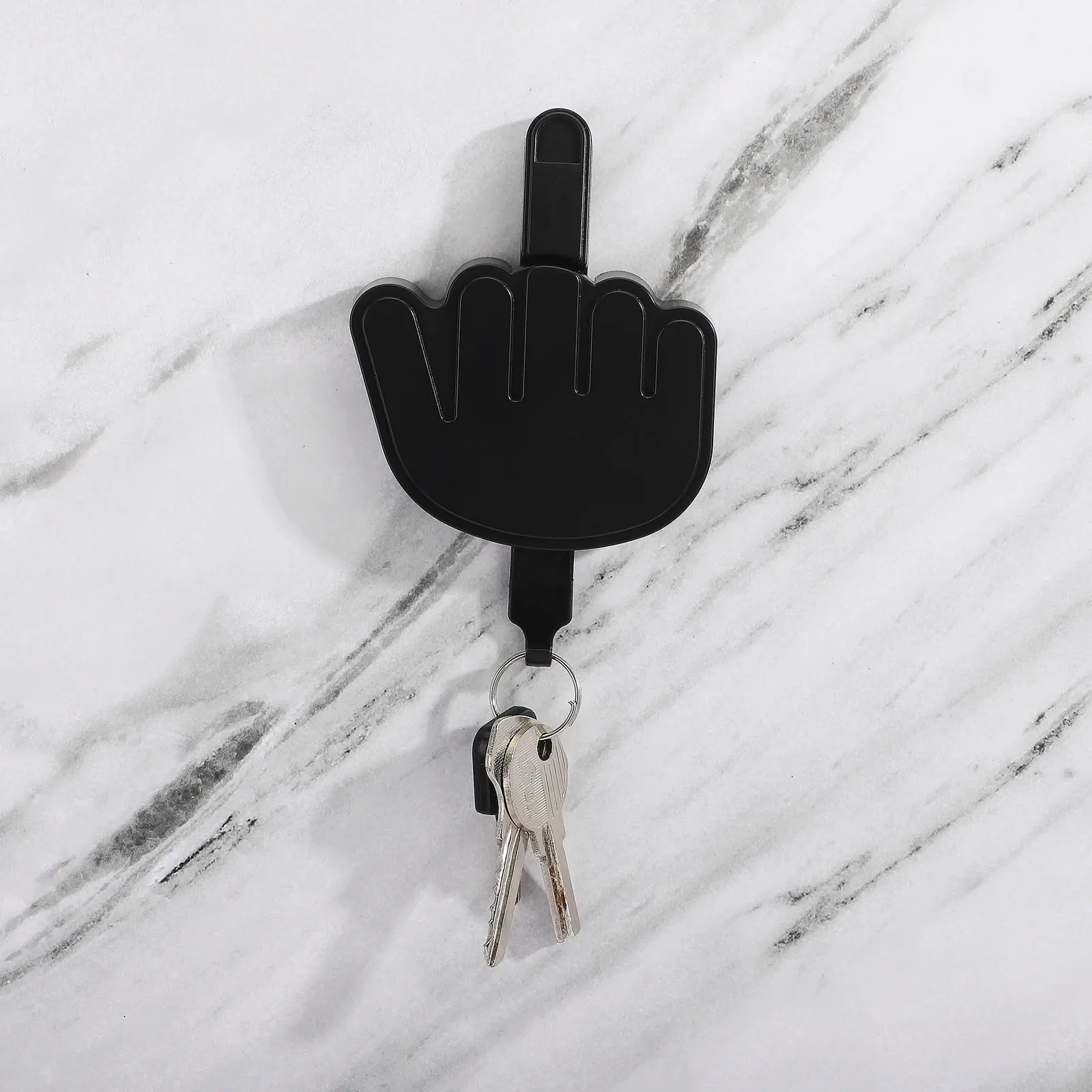 Key Hanger Hook Up Self Adhesive Hooks Safe And Durable Storage Holder Creative Black For Doorway Wall Entryway Middle Finger 3