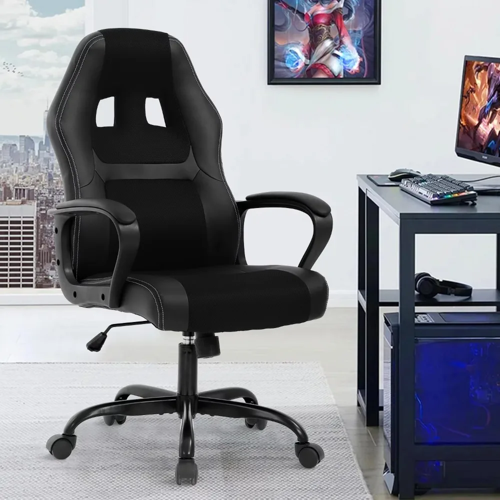 

PC Gaming Chair Ergonomic Office Chair 250LBS Desk Chair with Lumbar Support Arms Headrest High Back PU Leather Racing