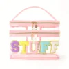 1pcs Large Capacity Letter Embroidery Double Layer Transparent Cosmetic Bag Toiletry Bag Travel Storage Bag Suitable for Travel 5