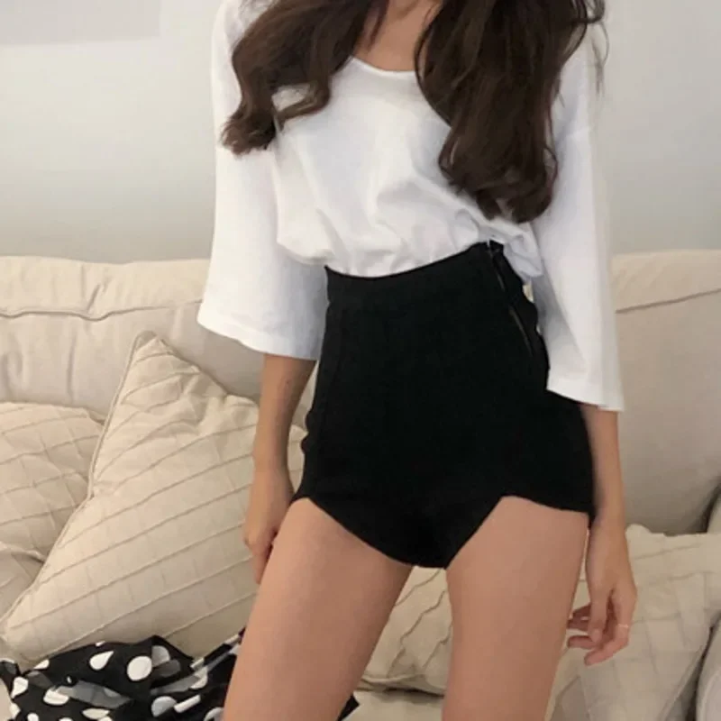 Short Jeans 2021 Spring and Summer Retro Chic Vintage Korean Fashion High Waist Zipper Irregular Sexy Stretch Denim Women Shorts