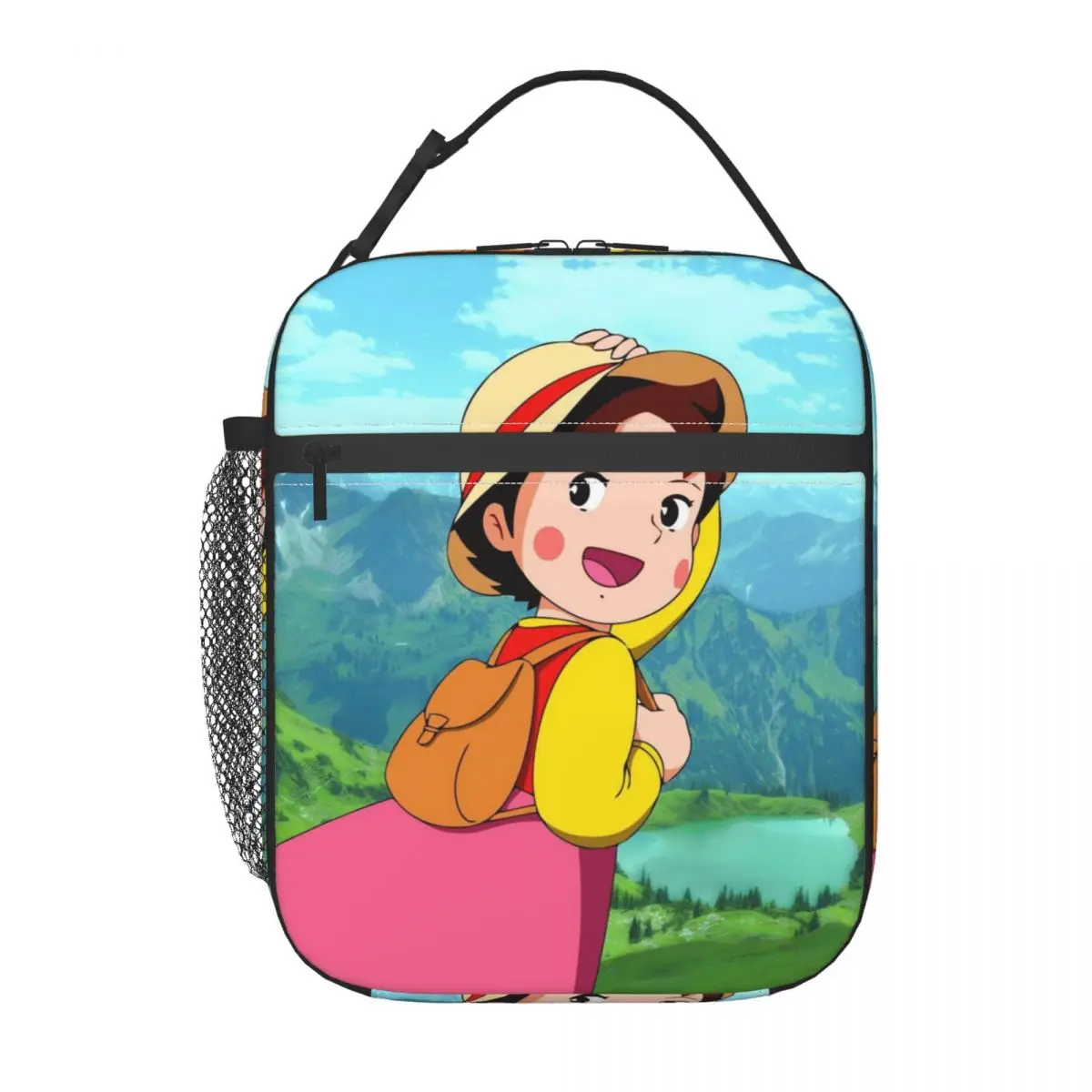 Alps Mountain Happy Girl Heidi Insulated Lunch Bags for Work School Anime Cartoon Leakproof Cooler Thermal Bento Box Women Kids