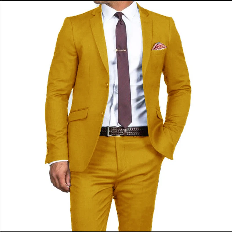 Men's Formal Fit Single Breasted Elegant Man Suit Customized Casual Business Office Jacket Set of Two Comfortable Men Prom Suit