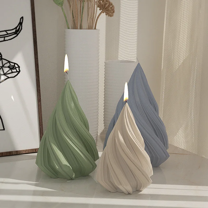 Irregular Geometric Wave Rotating Candle Mould 3d Rotating Cone