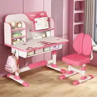 2Pcs/Set Kids Study Desk Chair Set, Height Adjustable Children School Study Table Chair Set with Astronaut Pattern Desk Chair 1