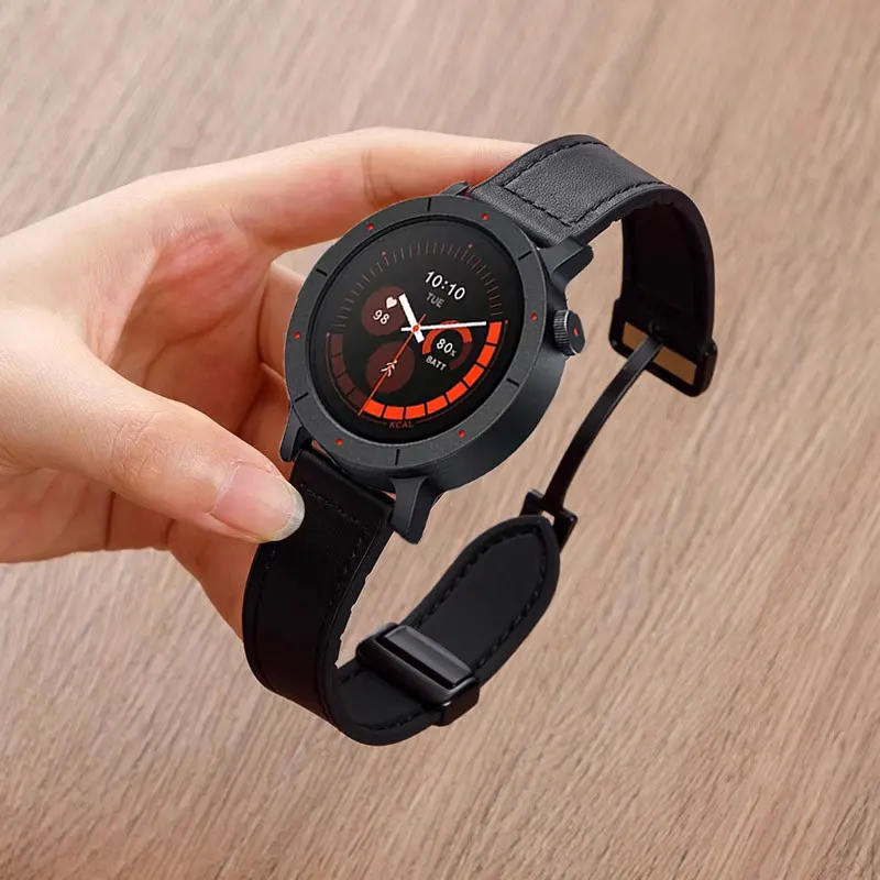 Magnetic Leather Watch Band - 22mm Premium Wristband Replacement