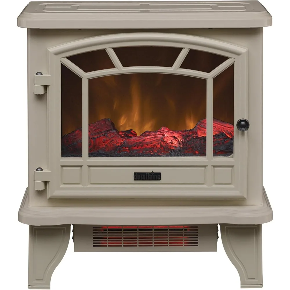 Electric Fireplace Stove 1500 Watt Infrared Heater with Flickering Flame Effects-Cream electric fireplace fireplaces