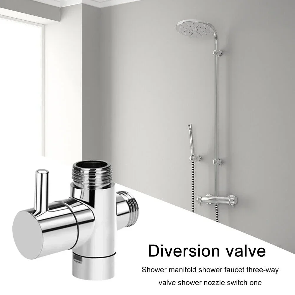 Diverter Valve Faucet Valve Shower Head Diverter Valve G1/2in 3 Way Brass Diverter Valve T Adapter