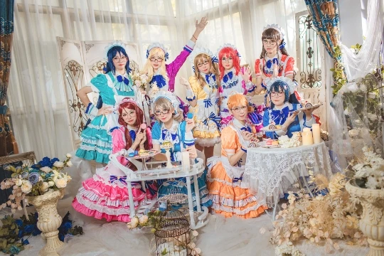 COS-HoHo [Angepasst] Anime Lovelive Royal Maid Arcade Rubin Dia Chika Kanan Alle Mitglieder Lolita Kleid Uniform cosplay Kostüm