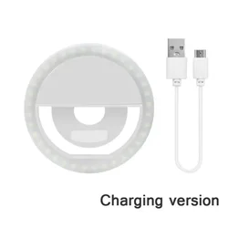 Portable Clip - On LED Selfie Ring Light with USB Charging (WHITE)