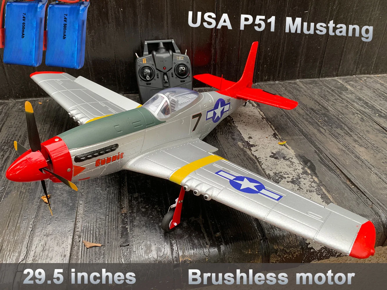 Extra Large 400Mm 750Mm 29.5 "P51 P51D Mustang Aereo Telecomandato 4Ch Aerobic Fight Brushless Rc Plane Per Professionisti