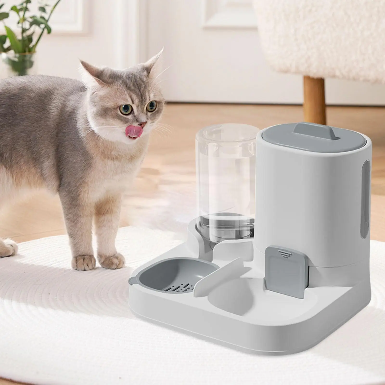 Automatic Pet Feeder Waterer, Pet Bowl Compact Feeding Station Cat Dog Feeder Water Dispenser Automatic Pet Feeder Waterer, Pet Bowl Compact Feeding Station Cat Dog Feeder Water Dispenser