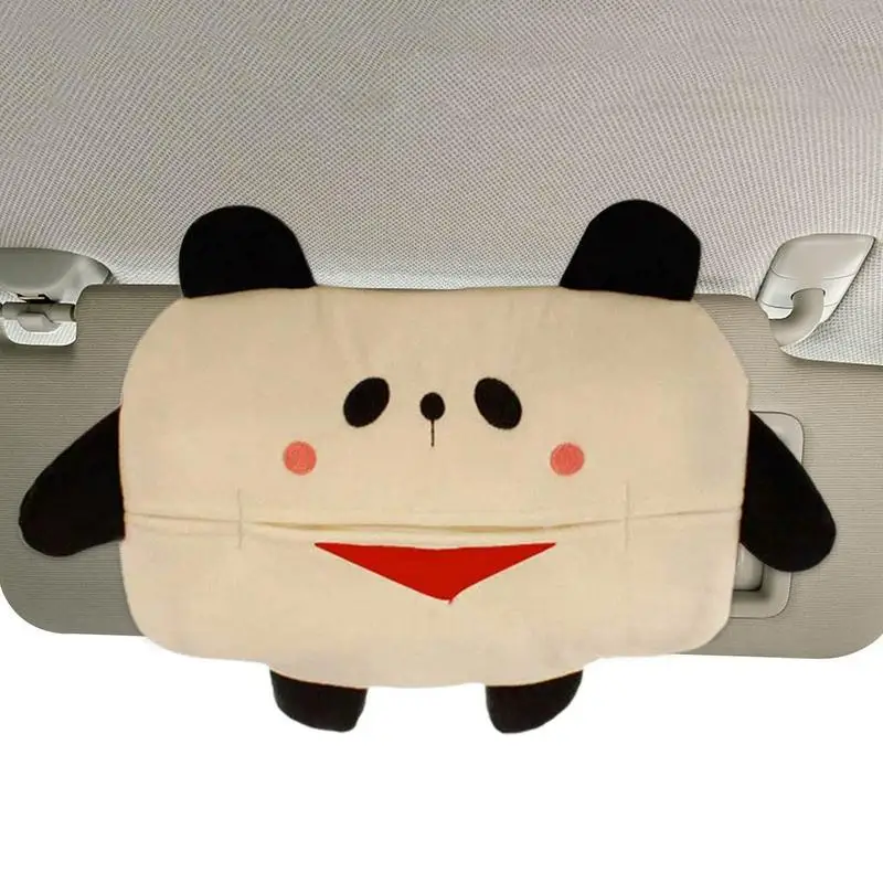 Sun Visor Tissue Holder Car Plush Animal Tissue Dispenser Cute Paper