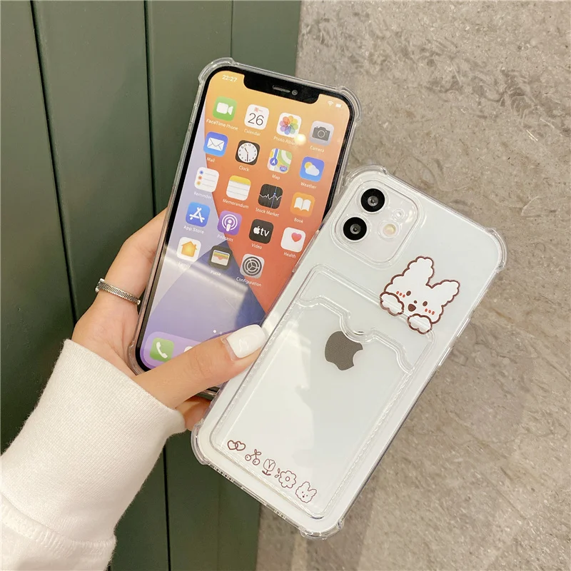 Transparente Kartenhalter-Handyhülle für Samsung Galaxy S22 S21 S20 FE S10 S10e Note 10 20 Plus Ultra Korea Niedliche Bärenabdeckung – Detail 12