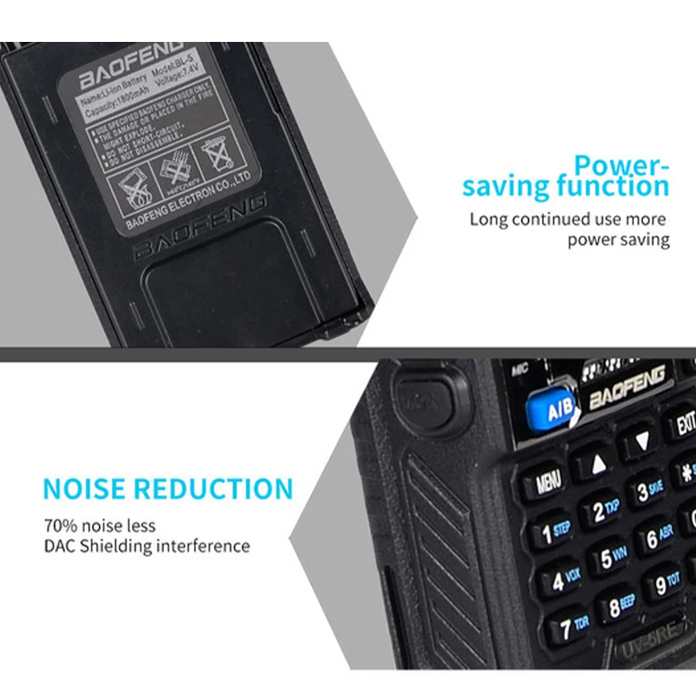 Baofeng handheld radio 5w 1800mah UV-5RE Walkie Talkie Long Range UHF VHF Two-way Radio Interphone