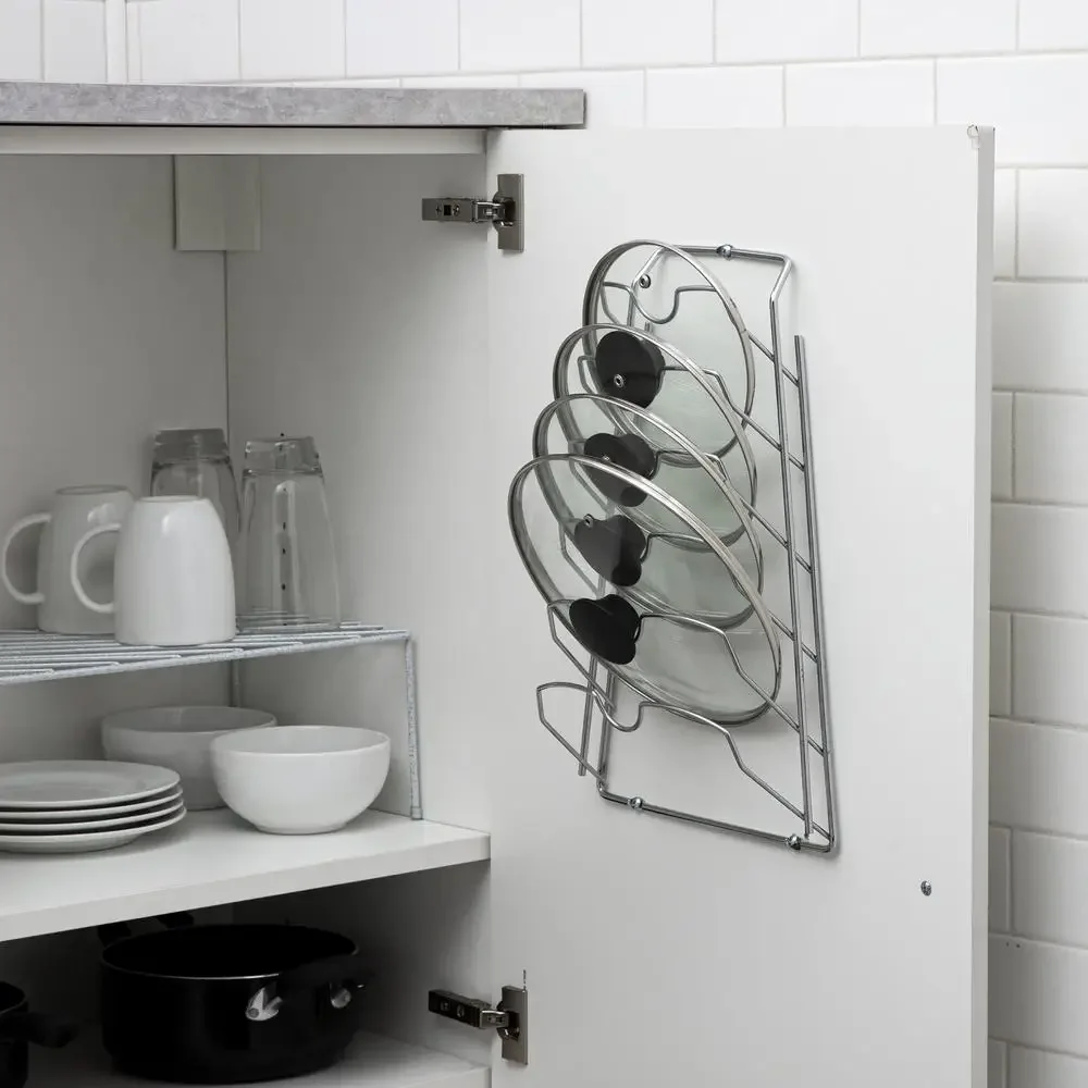 Lid Organizer Rack 6 Compartment Pot Pan Storage Holder Cabinet Door Organizer