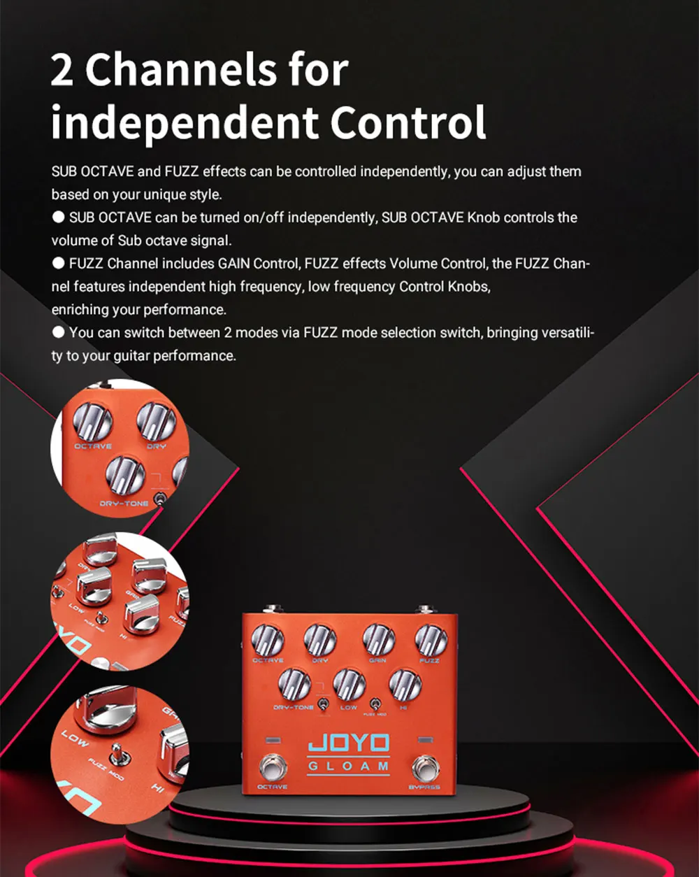 R-29 GLOAM Octave Fuzz Effect Pedal High Gain Bass Guitar Pedal with Independent