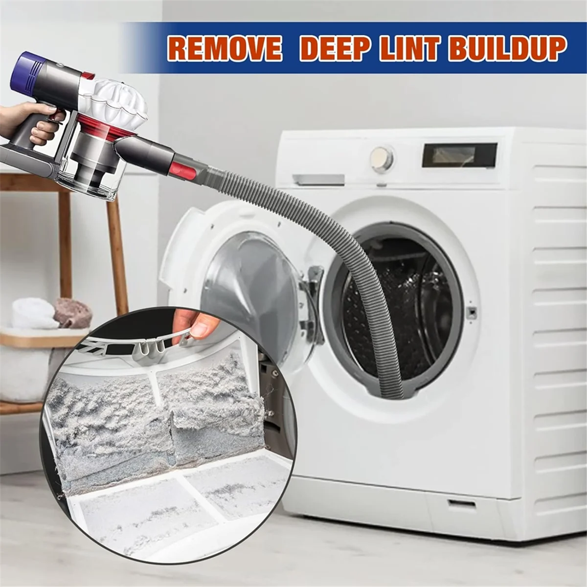 FZFZ 2set Dryer Vent Cleaner Kit for V7 V8 V10 V11 V12 V15 Dryer Vent Attachment for Corners and Gaps Lint Removal