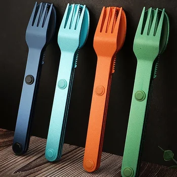 Portable Camping Utensils 3PCS Camping Utensils Set Connection Magnetic Knife, Fork, Spoon Utensils Travel Carrying Kit Parts