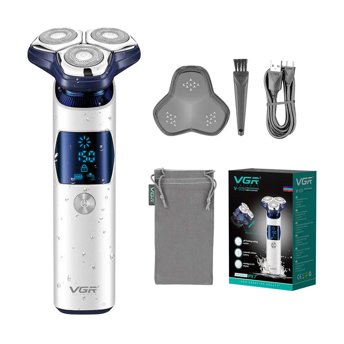 VGR 328 ماكينة حلاقة احترافية للرجال معدنية عائمة...