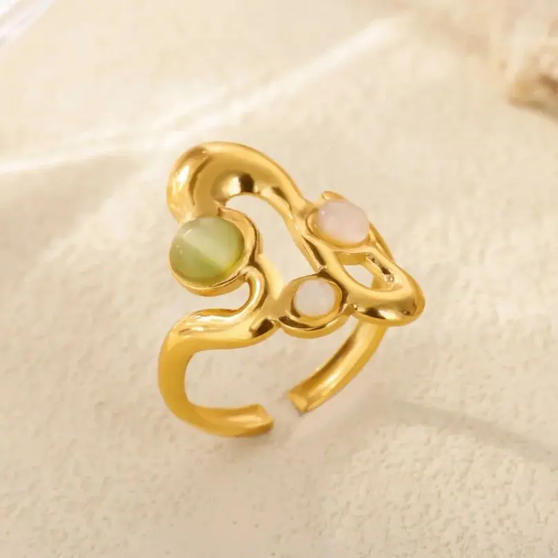 Fashion Natural Stone Wave Rings For Women