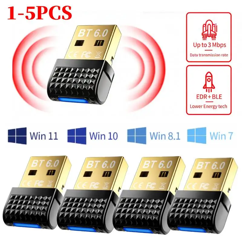 PC용 USB 블루투스 6.0 어댑터 Windows 11/10/8.1/7용 플러그 앤 플레이 키보드/마우스/프린터용 블루투스 수신기 및 송신기