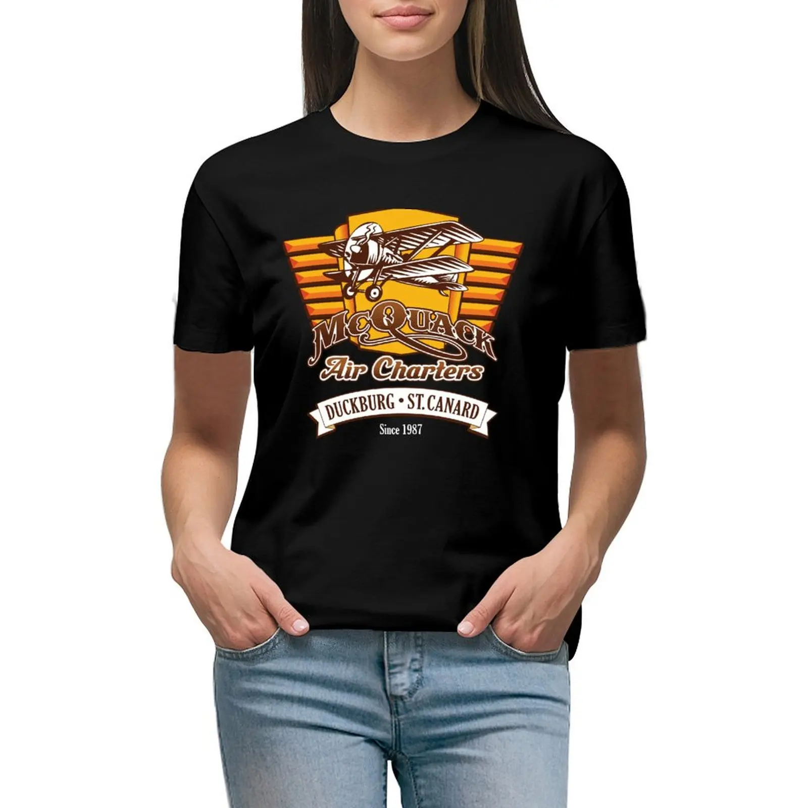 

McQuack Air Charters T-Shirt summer top quick-drying sweat Short sleeve tee oversized workout shirts for Women