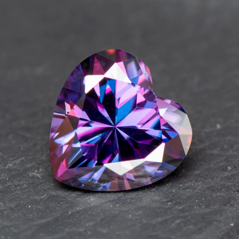 

Moissanite Stone Heart Shape Emperor Purple Color VVS1 Advanced Jewelry Making Materials Wholesale Prices with GRA Certificate