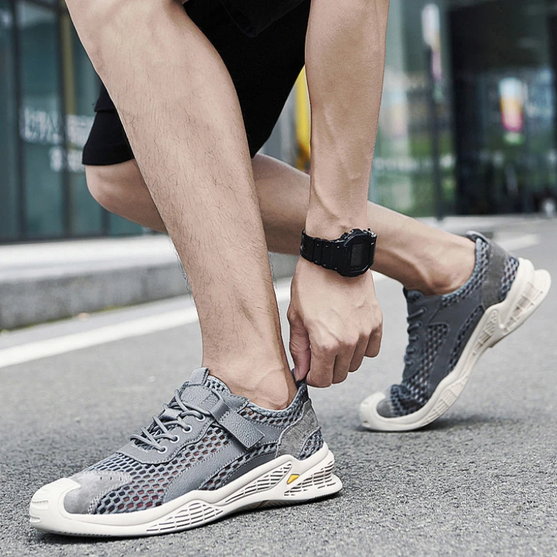 Shoes for Men 2023 Hot Sale Lace Up Men's Vulcanize Shoes Autumn Net Cloth Breathable Low-heeled Outdoor Walking Shoes Men