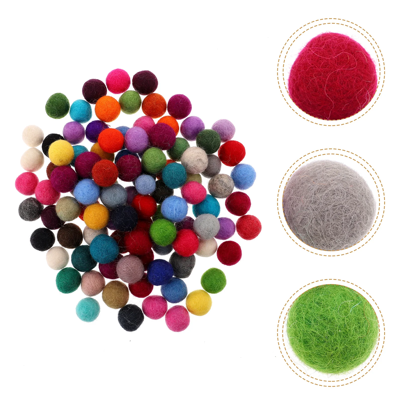 Wool Ball Diy Pompom Felt Yarn Balls Garland Decor Puff for Kids Clothes Materials 100 Pcs 2 Cm