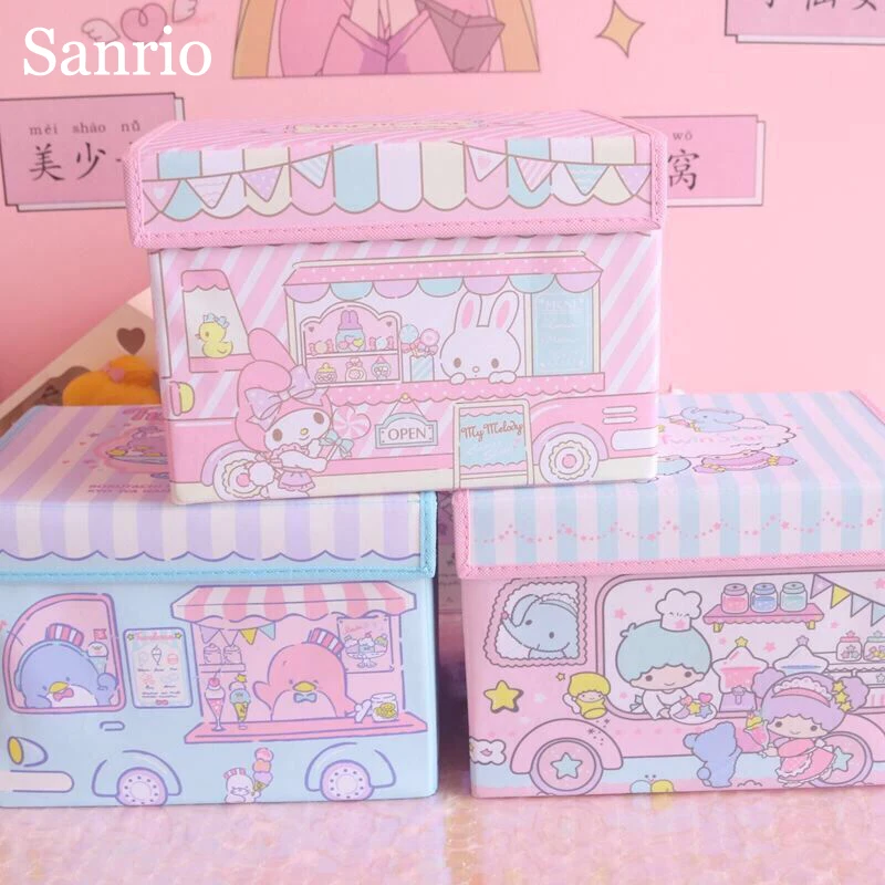 

Sanrio Hello Kitty Pompompurin Cute Cartoon Desktop Organizer Little Twin Star Kuromi Foldable Sundry Basket Cinnamoroll Storage