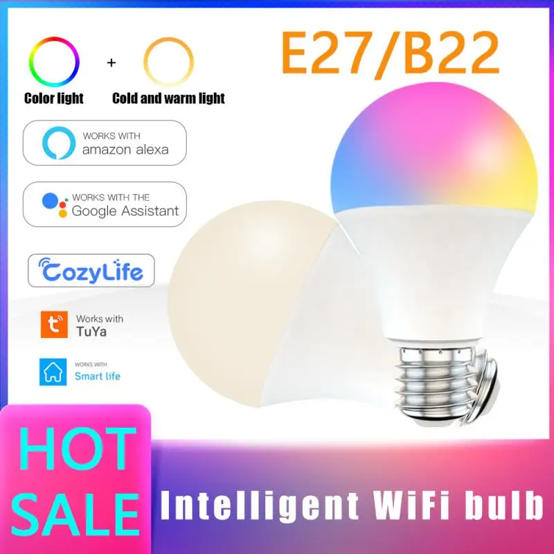 

Tuya Cozylife WiFi Smart Dimmable Light Bulb E27/E26 RGBCW Lamp 9W LED Lightbulbs Alexa Google Home Voice Control Magic Bulbs