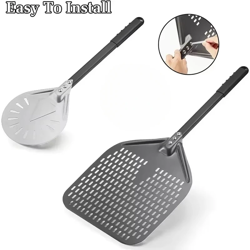 Pizza Peel 7/8/9/12inch Professional Pizza Spatula Paddle Perforated Aluminum Metal Pizza Turning Peel For Homemade Oven Accessories