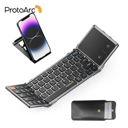 ProtoArc XK02 Foldable Bluetooth Keyboard with Touchpad Folding Wireless Keyboards for iPad iPhone Laptop Windows iOS Android PC