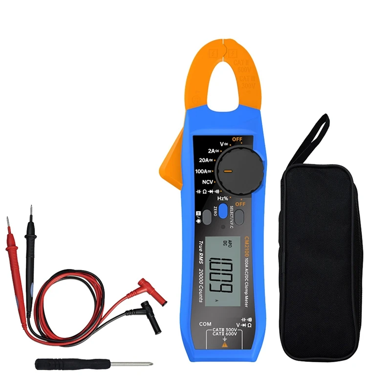 

CM2100 Digital Electrical Tester Multimeter 100Amp 600V Smart AC/DC Clamp Meter True RMS VFC Diode Multimeter Blue